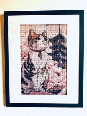 Pink Cat Asian Theme Diamond Art | 30X40Cm/13x16" | Unique Homemade Gift